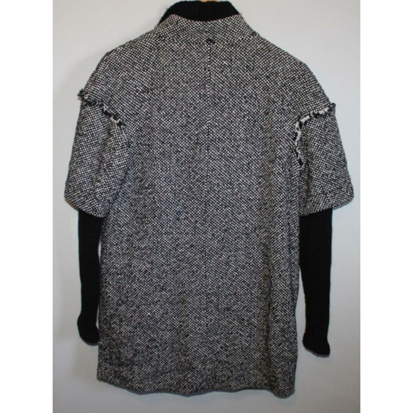 Zara Basic Textured Tweed Layered Full Zip Jacket Black Marled Knit Small H12038 - Picture 9 of 13